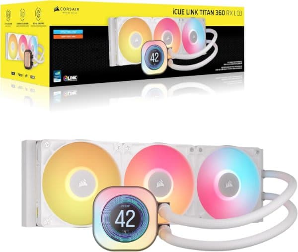 קירור נוזלי Corsair iCUE TITAN 360 RX LCD White 360mm AIO