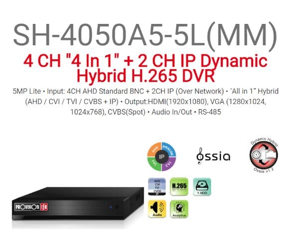 Provision SH-4050A5-5L AHD/IP HYBRID Audio in/out — Image 1 | PuzzlePC