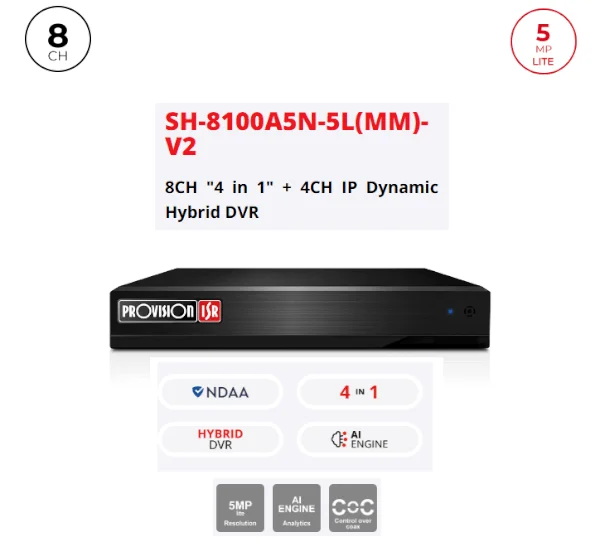 Provision DVR SH-8100A5N-5L V2 8CH+4CH IP AUDIO IN/OUT 2TB — Preview 4