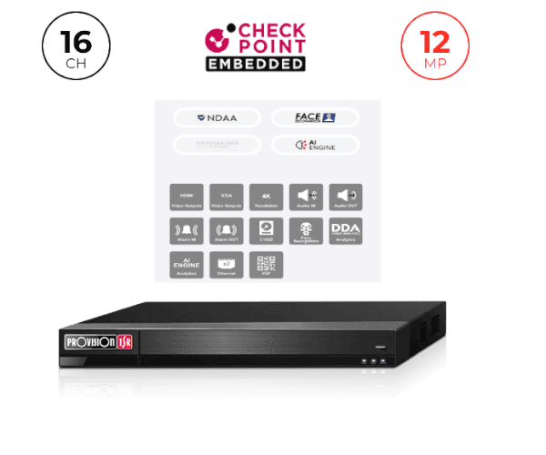 Provision NVR 16CH 12MP IP 1U Face Recognition and Alarm — Image 1 | PuzzlePC