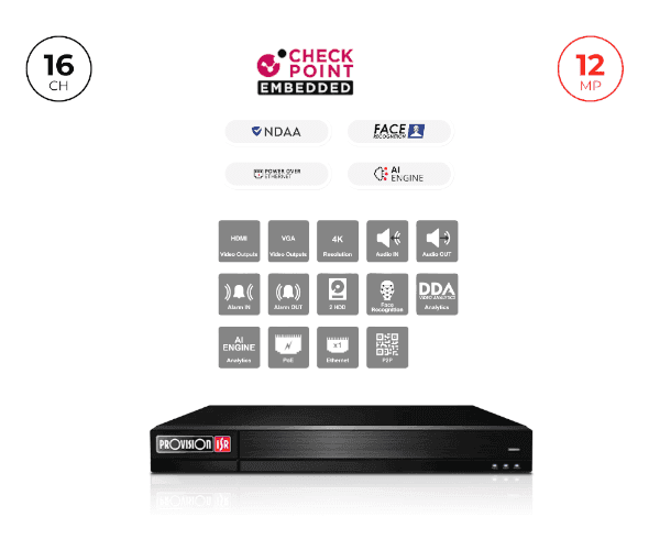 Provision NVR 16400PFAN POE Up to 12MP 4K 2TB disk 1U — Фото 1 | PuzzlePC