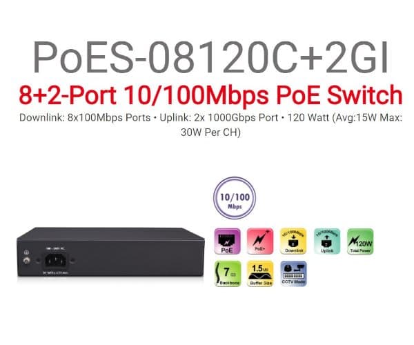 Switch PoE Provision PoES-08120C+2GI 8 יציאות 10/100 + 2 Uplink Gigabit — Image 1 | PuzzlePC