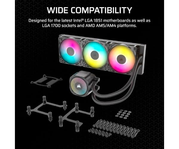 Охлаждение Corsair iCUE NAUTILUS 360 RS RGB Black 360mm AIO — Миниатюра 3