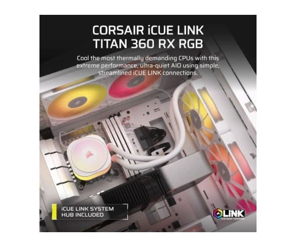 Охлаждение Corsair iCUE TITAN 360 RX RGB White 360mm AIO — Миниатюра 5