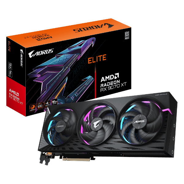כרטיס מסך Gigabyte AORUS Radeon RX9070 XT ELITE 16G 16GB GDDR6