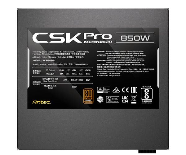 Блок питания Antec CSK 850 PRO ATX3.1 Rdy Semi-Modular 80Plus Bronze 850W 80+ Bronze — Миниатюра 6