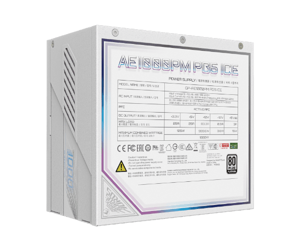 Блок питания Gigabyte AE1000PM PG5 V2 ICE 1000W PCIE 50 ATX 3.0 80 PLUS Gold 80+ Gold — Миниатюра 6