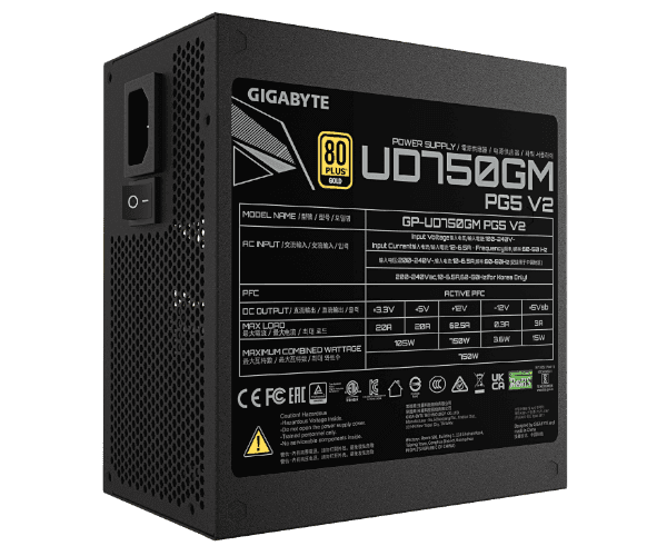 Блок питания Gigabyte UD750M PG5 V2 750W 80 Plus Gold PCIE 3.1 ATX 5.1 80+ Gold — Миниатюра 4
