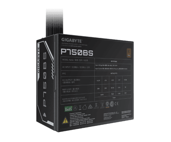 Блок питания Gigabyte P750BS 750W 80 Plus Bronze 12cm silent fan 80+ Bronze — Миниатюра 5