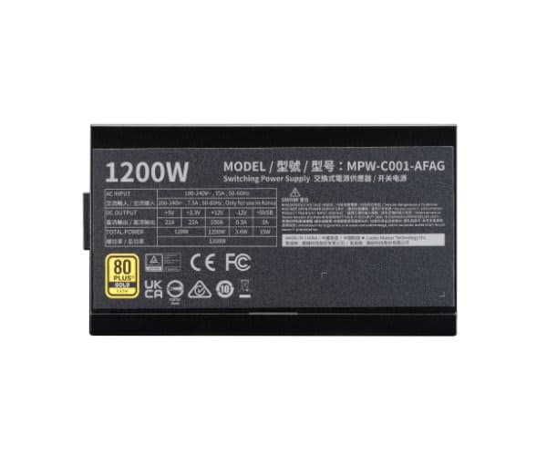 Cooler Master Блок питания CoolerMaster Elite 1200W 80 Plus Gold ATX3.1 PCIE 5.1 80+ Gold full — Миниатюра 4