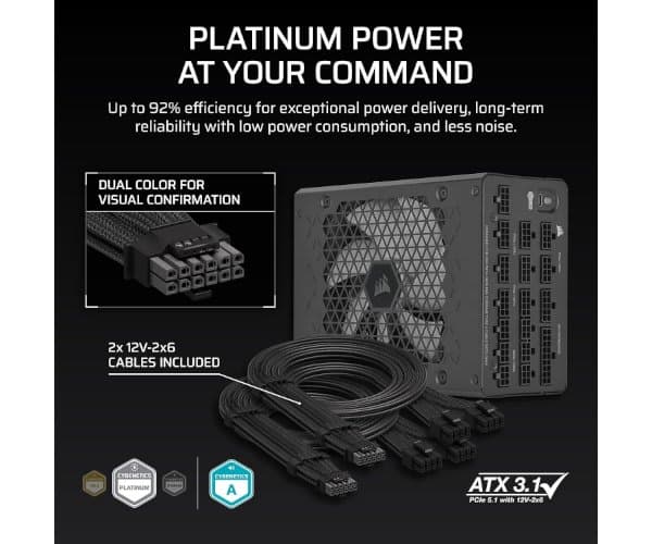 Corsair Блок питания Corasir HX1200i ATX3.1 Full modular 80Plus Platinum Black 1200W 80+ Platinum — Миниатюра 3