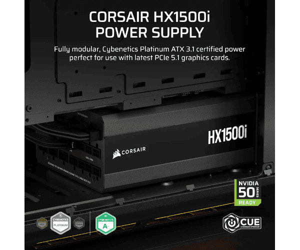 Блок питания Corsair HX1500i 1500W 80 Plus Platinium Fully Modular ATX3.1 80+ Platinum — Миниатюра 3