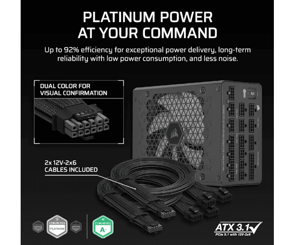 Блок питания Corsair HX1500i 1500W 80 Plus Platinium Fully Modular ATX3.1 80+ Platinum — Миниатюра 4