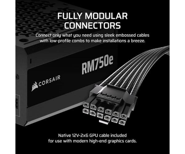 Блок питания Corsair RM750e 80Plus Gold Fully-Modular ATX3.1 PCIE5.1 750W 80+ Gold — Миниатюра 3