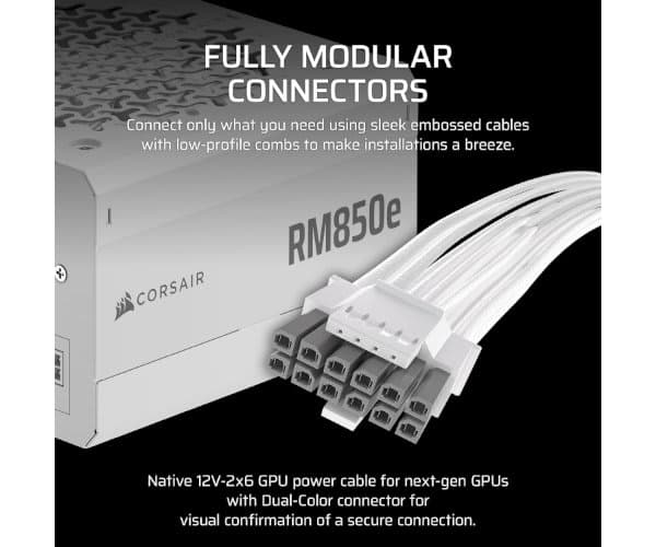 Power supply Corsair RM850e ATX3.1 Fully modular 80Plus Gold White 850W 80+ Gold — Preview 3