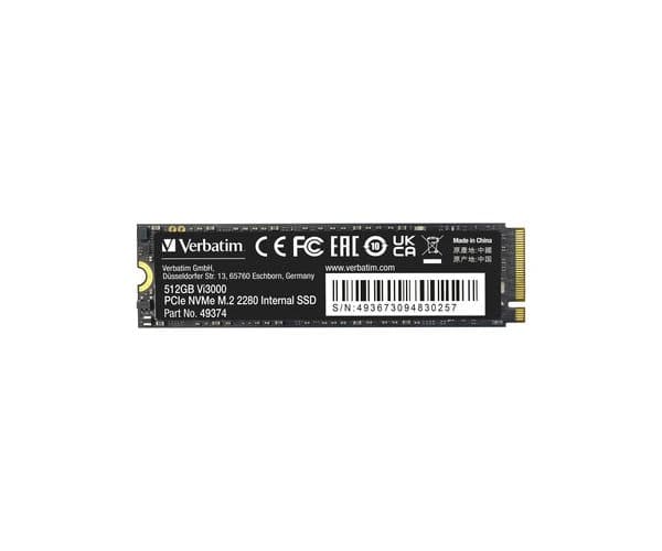 Verbatim Накопитель NVME gen3 NGFF 2280 Verbateem VI3000 512GB — Миниатюра 2
