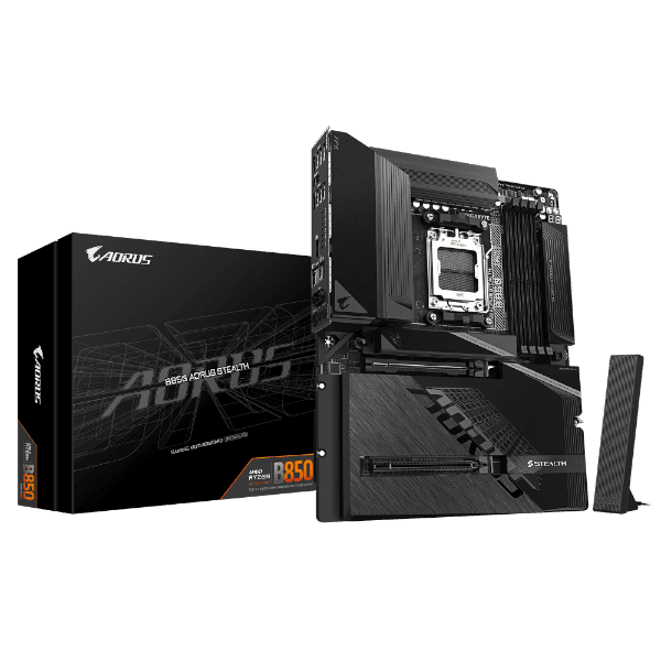 לוח אם עם מחברי חשמל מאחור Gigabyte B850 A STEALTH AM5 DDR5 WIFI7 ATX — תמונה 1 | PuzzlePC