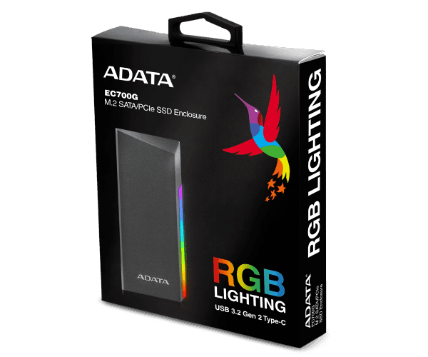 ADATA Аксессуар A-DATA EC700G M.2/NVME USB-C ENCLOSURE RGB — Фото 1 | PuzzlePC