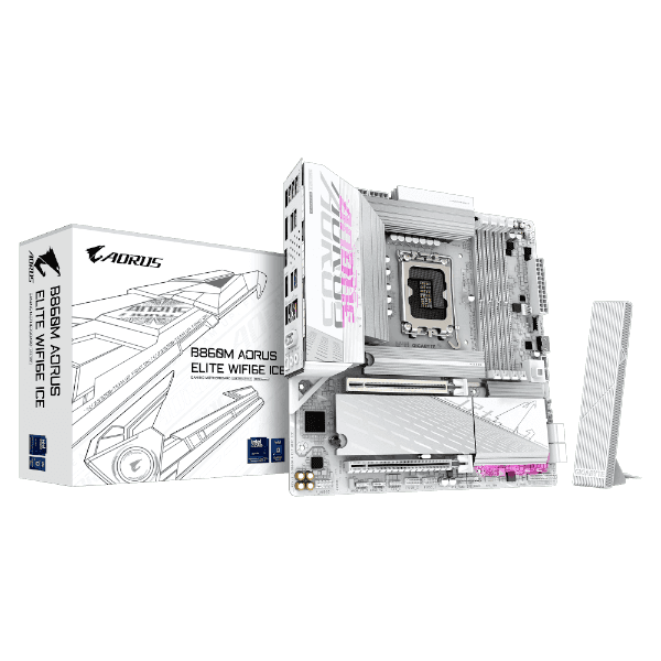 לוח אם Gigabyte B860M AORUS ELITE WIFI6E ICE mATX 2.5GB LGA1851 DDR5