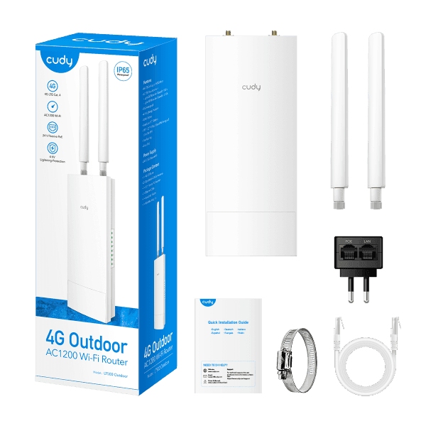 נתב מוקשח אלחוטי כולל מודם סלולרי CUDY LT500 OUTDOOR 4G LTE