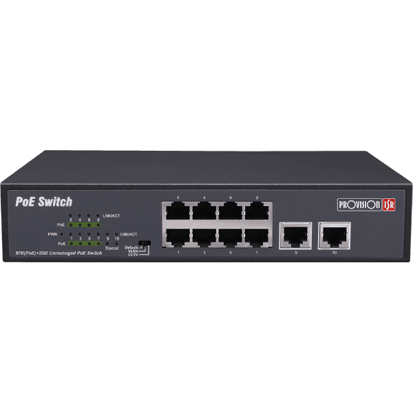 מתג' ל-8 ערוצים Provison PoES-08120C plus 2 10/100 POE
