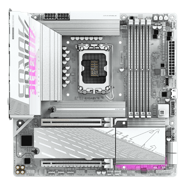 לוח אם Gigabyte B860M AORUS ELITE WIFI6E ICE mATX 2.5GB LGA1851 DDR5 — תמונה 1 | PuzzlePC