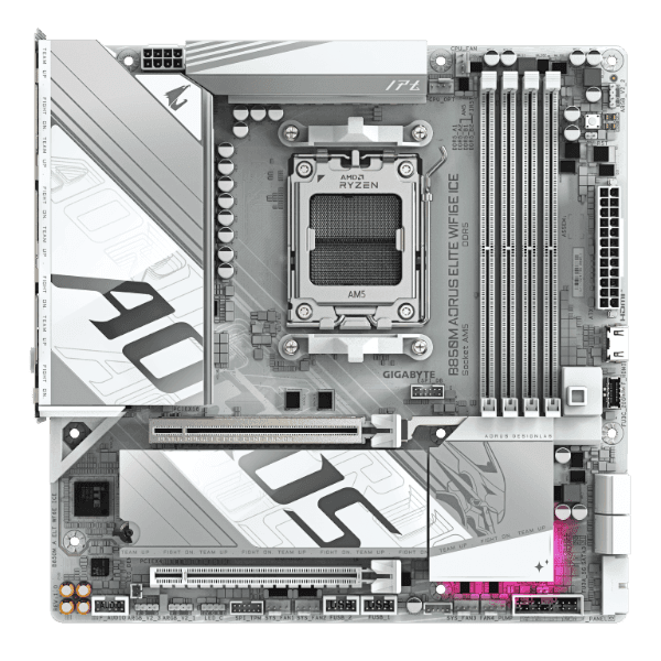 לוח אם Gigabyte B850M AORUS ELITE WIFI6E ICE M-ATX DDR5 AM5 2.5GB — תמונה 1 | PuzzlePC