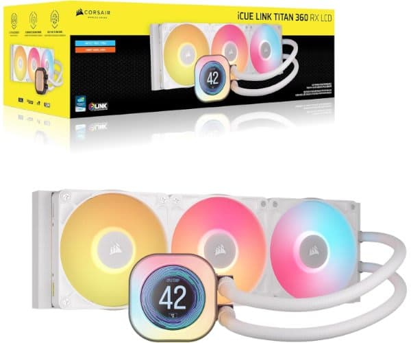 קירור נוזלי לבן Corsair iCUE TITAN 360 RX LCD White 360mm AIO — תמונה 1 | PuzzlePC