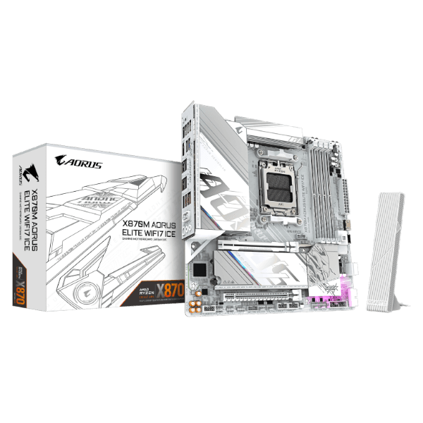 לוח אם Gigabyte X870M A ELITE WF7 ICE ATX AM5 DDR5 X3D PCIE5.0 mATX — תמונה 1 | PuzzlePC